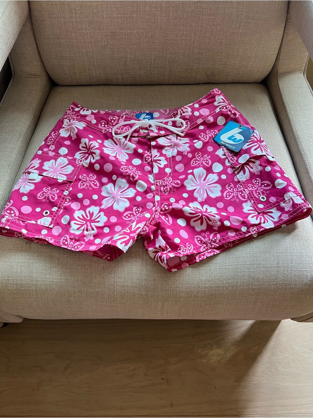 Unbranded Pink Floral Lace-Up Women’s Board Shorts brand new size 6 - Picture 3 of 6